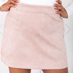 Pink Lily beige suede mini skirt